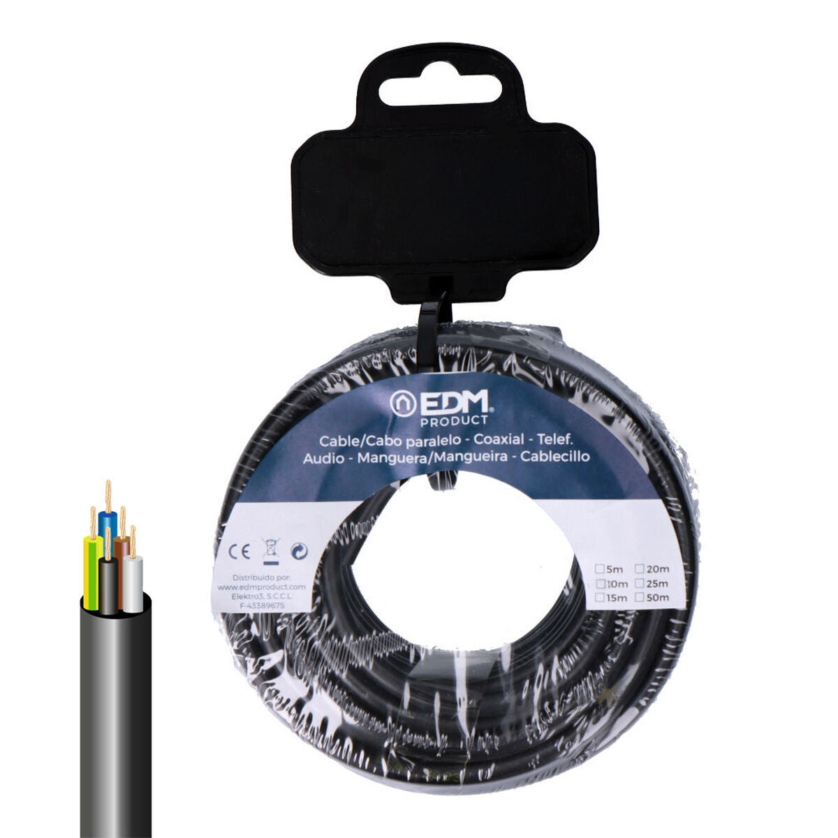Tu tienda única para Cable Eléctrico Manguera EDM 28381 vv-k06 Negro 15 m Oferta caliente