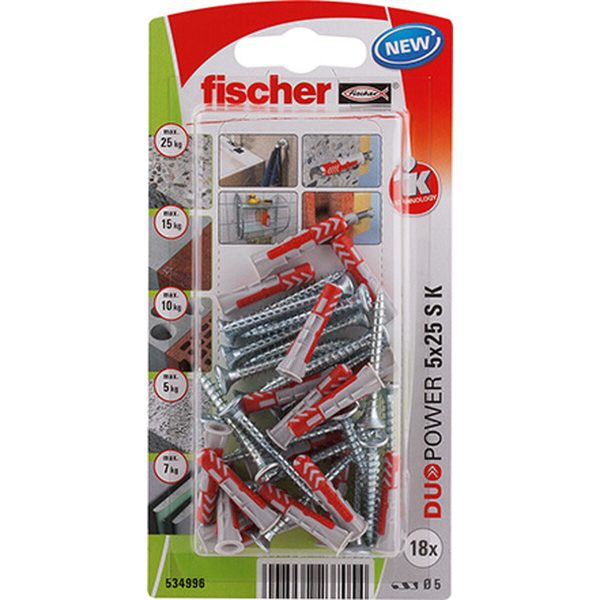 Grandes ahorros en calidad Tacos y tornillos Fischer duopower Tacos y tornillos 18 Unidades (5 x 25 mm) Con descuento - Imagen 2